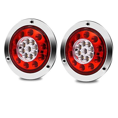 12v 24v 兼用トラック用 2連 LED クリアレンズ 丸型 テールランプ Amazon | 12v 24v 兼用 トラック用 2連 LED クリアレンズ 丸型